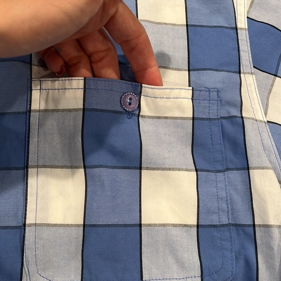 EUC Koret Vintage blue and white plaid longsleeve top - Picture 3 of 13